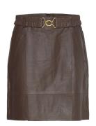 Leather Skirt Skirts Short Skirts Brown Coster Copenhagen