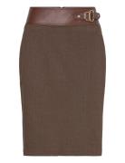 Buckle-Trim Herringb Pencil Skirt Skirts Knee-length & Midi Skirts Kha...