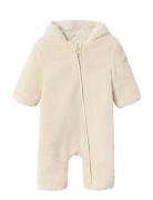 Nbnmayan Teddy Suit1 Outerwear Fleece Outerwear Fleece Coveralls Cream...