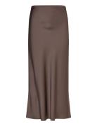 Aubree Satin Midi Skirt Skirts Maxi Skirts Brown Malina