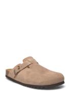 Sl Olivier New Suede Dark Beige Shoes Mules & Clogs Beige Scholl