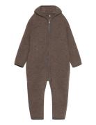 Pram Suit Ears Wool Fleece  Outerwear Fleece Outerwear Fleece Coverall...