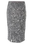 Nmmia Nw Midi Sequin Skirt Wvn Skirts Knee-length & Midi Skirts Silver...