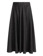 Viscose-Blend Skirt, Sahar Knælang Kjole Black Ivo Nikkolo