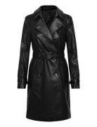 Leather-Effect Trench Coat Læderjakke Skindjakke Black Mango