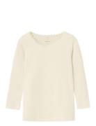 Nmfkab Ls Top Noos Tops T-shirts Long-sleeved T-Skjorte Cream Name It