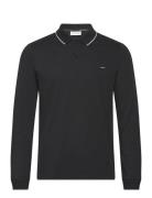 Stretch Pique Tipping Ls Polo Tops Polos Long-sleeved Black Calvin Kle...