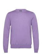 Keane Merino Crew Neck Tops Knitwear Round Necks Purple J. Lindeberg