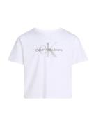 Monologo Glitter Ss T-Shirt Tops T-Kortærmet Skjorte White Calvin Klei...