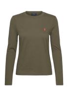 Long-Sleeve Jersey Crewneck Tee Tops T-shirts & Tops Long-sleeved Khak...