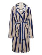 Rhflurry Fleece Robe Stripe Morgenkåbe Beige Rosemunde