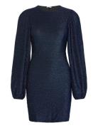 Puff Sleeve Sparkling Dress Kort Kjole Navy Bubbleroom