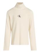 Rib Slim Ls Roll Neck Top Tops T-shirts Long-sleeved T-Skjorte Cream C...