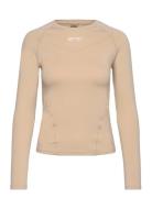 Soft Basic Long Sleeve Sport T-shirts & Tops Long-sleeved Beige Aim´n