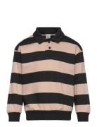 Sweater Collar Block Stripe Tops T-shirts Polo Shirts Long-sleeved Pol...