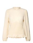 Helen Blouse Tops Blouses Long-sleeved Cream A-View