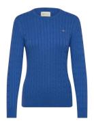 Stretch Cotton Cable C-Neck Tops Knitwear Jumpers Blue GANT