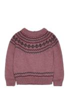 Jacquard Sweater Tops Knitwear Pullovers Pink Mango