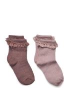 2 Pk Wool Lace Socks Nora Socks & Tights Socks Pink Wheat