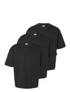 Slhlooseoscar Ss O-Neck Tee 3 Pack Tops T-Kortærmet Skjorte Black Sele...