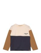 T-Shirt Ls Tops T-shirts Long-sleeved T-Skjorte Beige Minymo