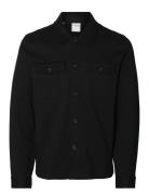 Slhreg-Arne Twill Overshirt Tops Overshirts Black Selected Homme