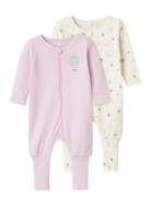 Nbfnightsuit 2P Zip Ff Jet Dot Noos Pyjamas Sie Jumpsuit Pink Name It