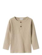 Nmmbart Ls Slim Top Tops T-shirts Long-sleeved T-Skjorte Beige Name It