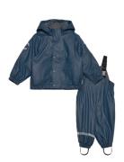 Pu Rain Set W. Fleece/Susp. 104 Rec Outerwear Rainwear Rainwear Sets N...