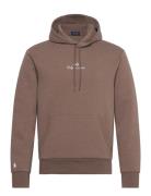 Logo Double-Knit Hoodie Tops Sweatshirts & Hoodies Hoodies Brown Polo ...