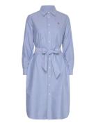 Belted Cotton Oxford Shirtdress Knælang Kjole Blue Polo Ralph Lauren