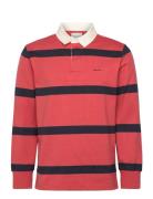 Yarn Dyed Striped Heavy Rugger Tops Polos Long-sleeved Red GANT