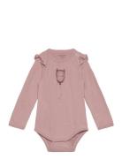 Body Ls, Solid W. Print Bodies Long-sleeved Pink CeLaVi