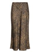 Coco Print Flared Skirt Skirts Knee-length & Midi Skirts Brown Mango