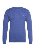 Cotton Cable C-Neck Tops Knitwear Round Necks Blue GANT