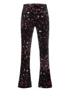 Velour Leopard Print Deep Waistband Jogger Bottoms Trousers Multi/patt...