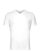 Slim Fit V-Neck T-Shirt 100% Cotton Tops T-Kortærmet Skjorte White Man...