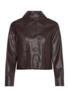 Leather-Effect Jacket With Pockets Læderjakke Skindjakke Brown Mango