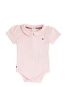 Essential Pointelle Body Ss Bodies Short-sleeved Pink Tommy Hilfiger