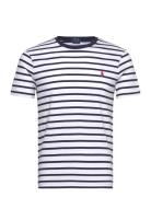 Custom Slim Fit Striped Jersey T-Shirt Tops T-Kortærmet Skjorte Navy P...