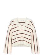 Sebagz V-Neck Pullover Tops Knitwear Jumpers Cream Gestuz