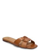 Leather O-Ring Sandal Flade Sandaler Brown Polo Ralph Lauren