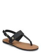 Leather Thong Sandal Flade Sandaler Black Tommy Hilfiger