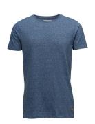 Mouliné O-Neck Tee S/S Tops T-Kortærmet Skjorte Blue Lindbergh