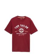 Logo Tee Tops T-Kortærmet Skjorte Burgundy Tom Tailor