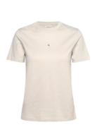Woven Label Regular Tee Tops T-shirts & Tops Short-sleeved Beige Calvi...