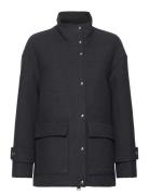 High Neck Midi Wool Coat Uldfrakke Frakke Black Mango