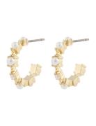 Lucy Oval Ear G/White Accessories Jewellery Earrings Hoops Gold SNÖ Of...