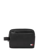 Tjm Heritage Leather Washbag Toilettaske Black Tommy Hilfiger