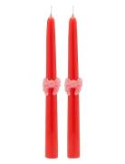 Loving Bow Candle Set Of 2 Home Decoration Candles Pillar Candles Red ...